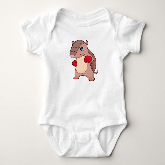 Armadillo Boxing Boxer Boxhandschuhe Baby Strampler (Vorderseite)