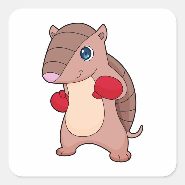 Armadillo Boxing Boxer Boxhandschuhe Quadratischer Aufkleber (Vorderseite)