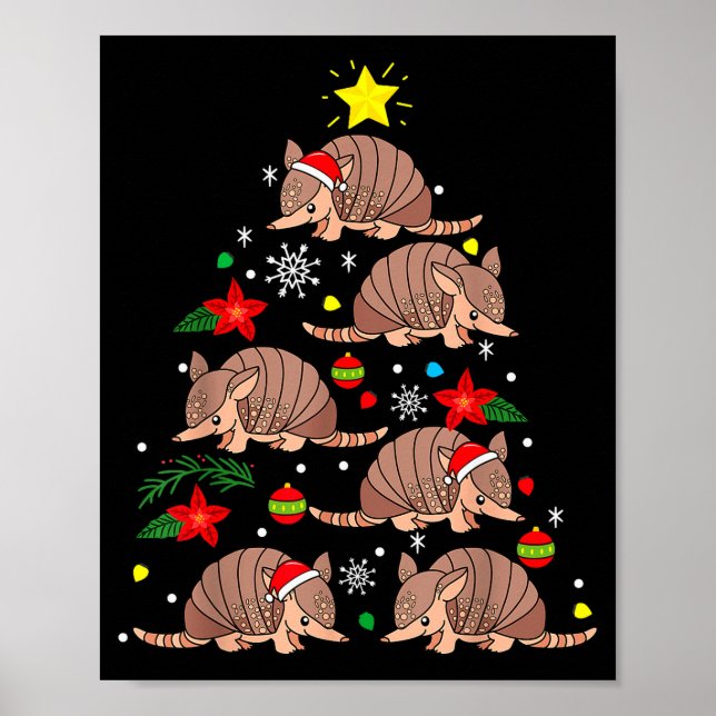 Armadillo Christmas Ornament Tree Funny Zookeeper  Poster (Vorne)