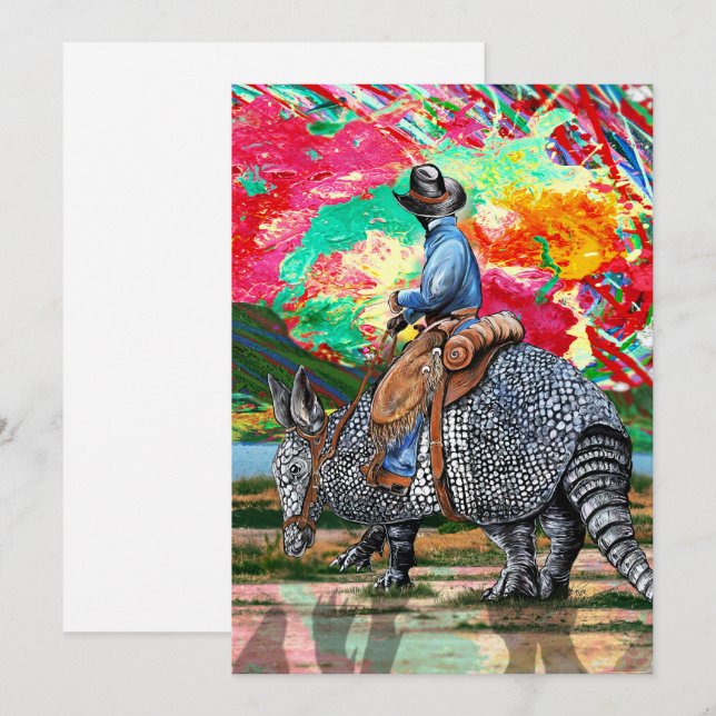 Armadillo Cowboy Dankeskarte (Vorne/Hinten)