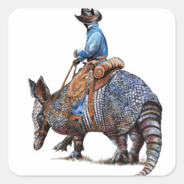 Armadillo Cowboy oder Broncodillo Quadratischer Aufkleber
