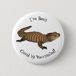 Armadillo girdled lizard cartoon illustration button