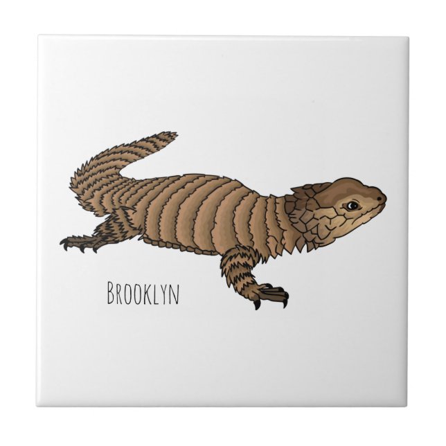 Armadillo girdled lizard cartoon illustration fliese (Vorderseite)