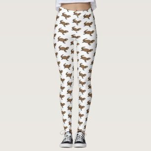 Armadillo girdled lizard cartoon illustration leggings