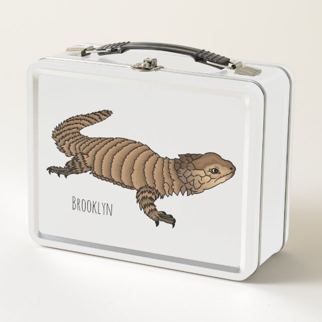 Armadillo girdled lizard cartoon illustration metall brotdose (Vorderseite)