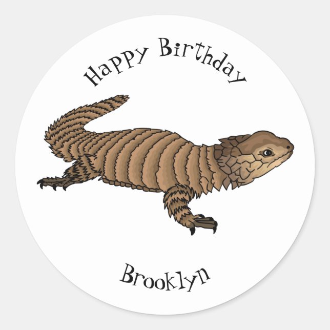 Armadillo girdled lizard cartoon illustration runder aufkleber (Vorderseite)