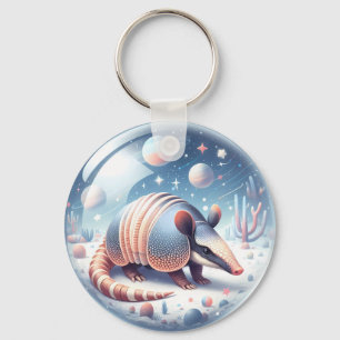 Armadillo mit kosmischem Hintergrund Schlüsselanhänger