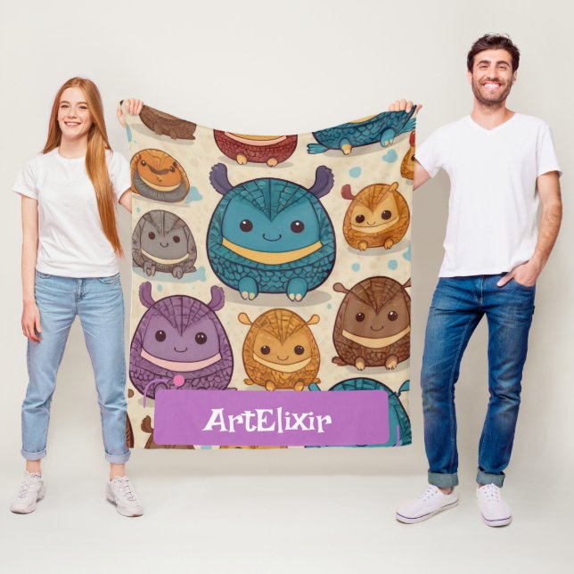 Armadillo Niedlich Circle Print Fleecedecke (Beispiel)