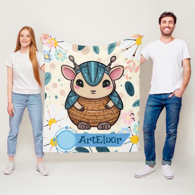 Armadillo Niedlich Kawaii Warrior Print Fleecedecke (Beispiel)