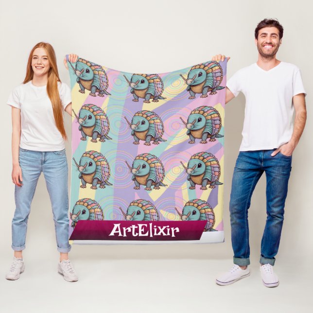 Armadillo Niedlich Pastel farbenfroher Krieger Fleecedecke (Beispiel)