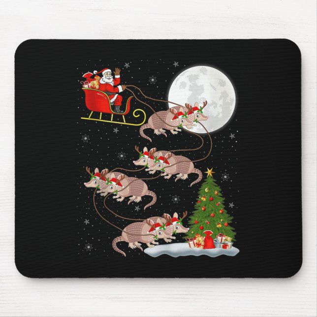 Armadillo Santa Sleigh Flying Funny Magical Christ Mousepad (Vorne)