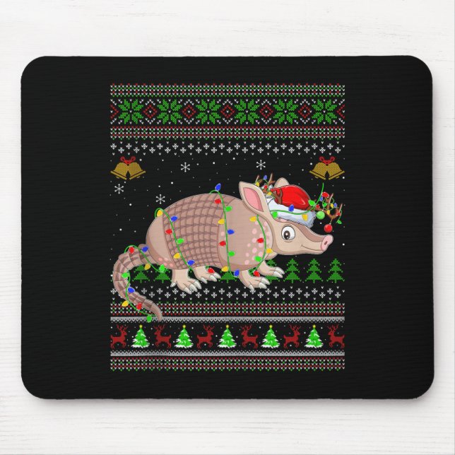Armadillo Ugly Christmas Sweaters Holiday Santa Cu Mousepad (Vorne)