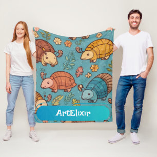 Armadillo Unique Floral Old Print  Fleecedecke