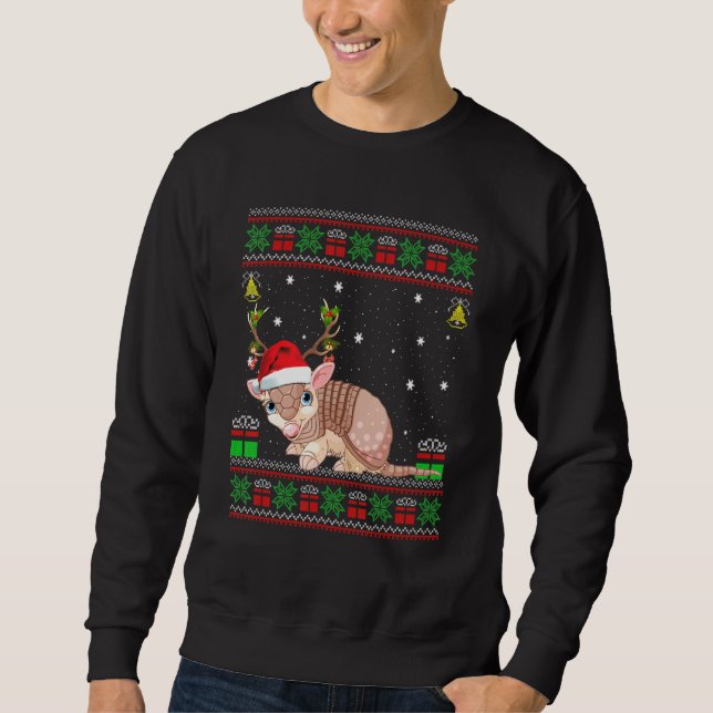 Armadillo Weihnachtsmannmütze Matching Ugly Armadi Sweatshirt (Vorderseite)