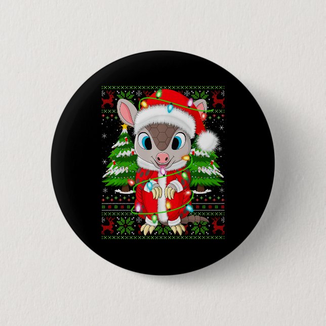 Armadillo Xmas Sweater Style Ugly Santa Armadillo Button (Vorderseite)