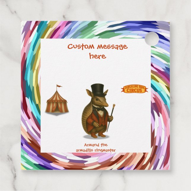 Armand, armadillo ringmaster geschenkanhänger (Rückseite)