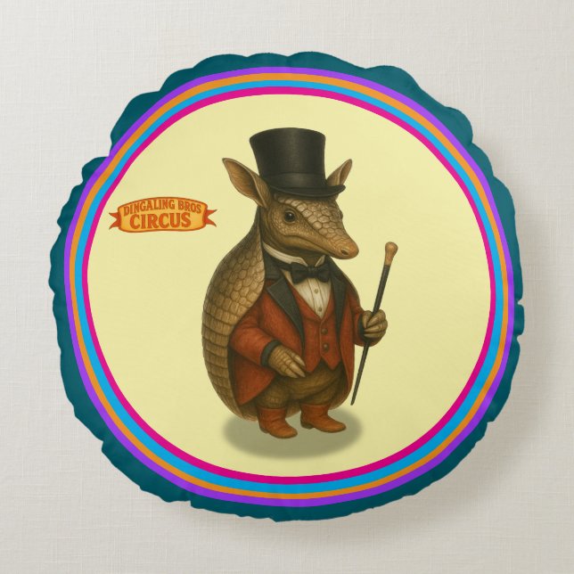 Armand, armadillo ringmaster rundes kissen (Vorderseite)