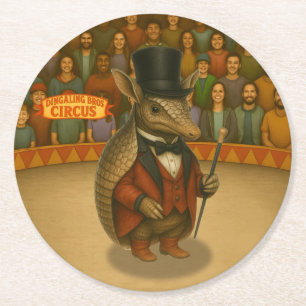 Armand, Gürteltier-Zirkusdirektor Runder Pappuntersetzer