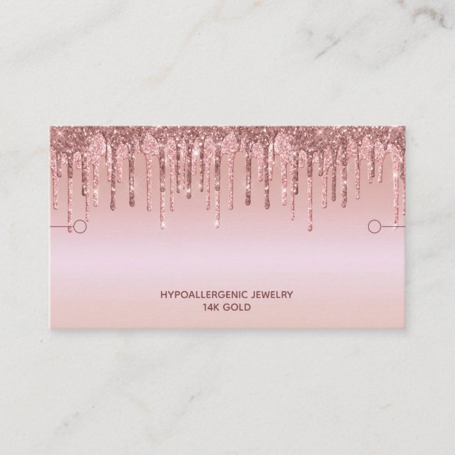 Armband Display Rose Gold Glitzer Tropfen Visitenkarte (Vorderseite)
