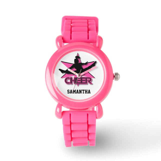 Armbanduhr für Chefredakteur Glitzer in rosa (Vorderseite)