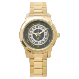 Armbanduhr für goldene Piano-Musiknote