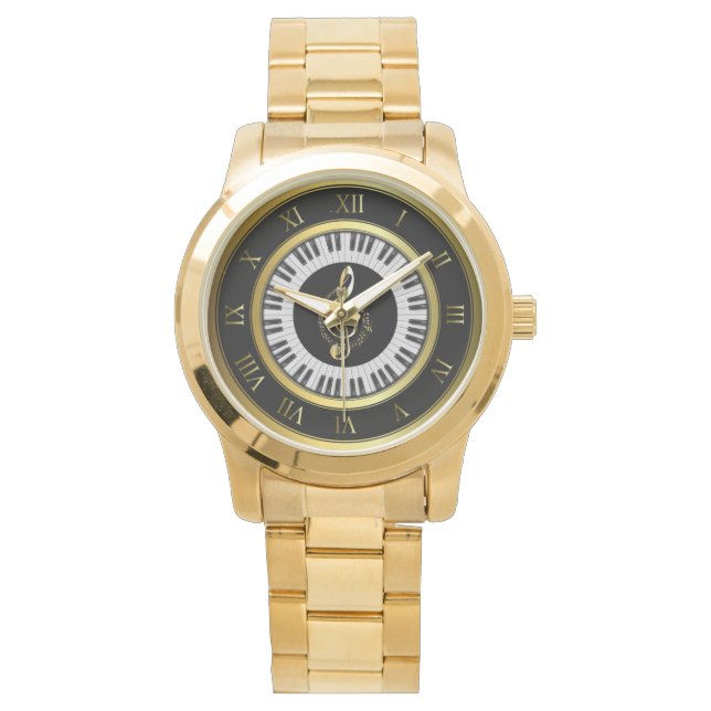 Armbanduhr für goldene Piano-Musiknote (Vorderseite)