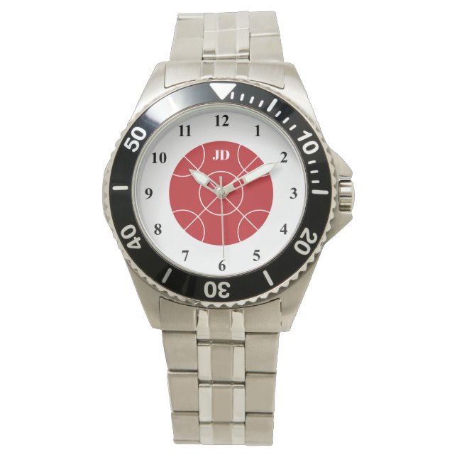 Armbanduhr für Red Bocce Ball mit kundenspezifisch (Vorderseite)