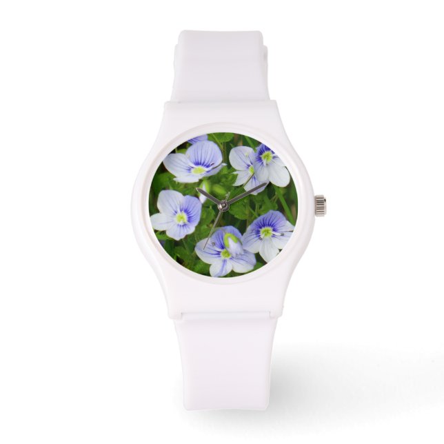 Armbanduhr kleine blaue Blumen (Vorderseite)