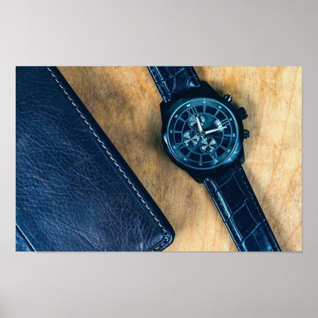 Armbanduhr mit Brieftasche Geldbörse Poster (Vorne)