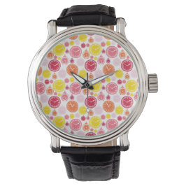 Armbanduhr mit einem farbenfrohen, obstthematische
