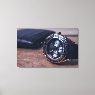 Armbanduhr mit Geldbörse Leinwanddruck