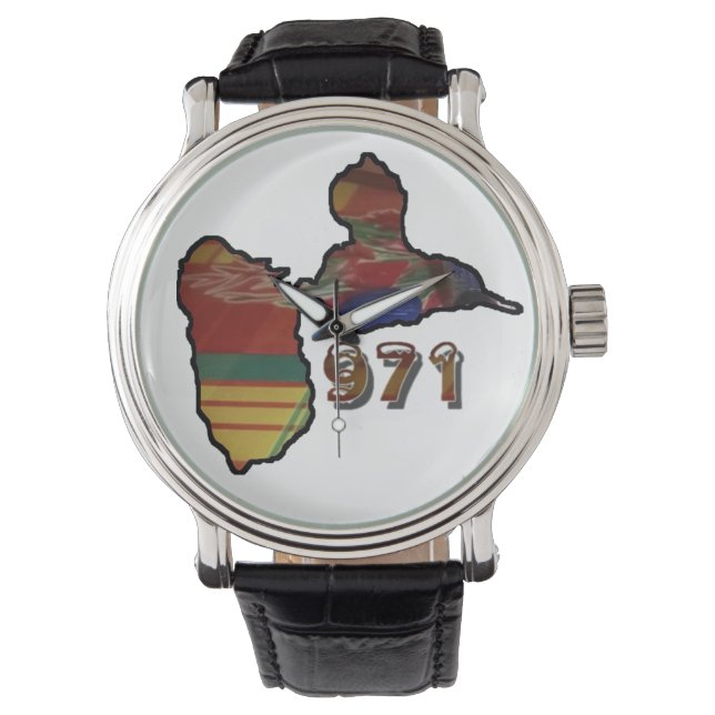 Armbanduhr mit Guadeloupe-Karte (Vorderseite)