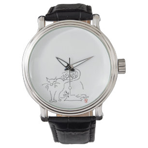 Armbanduhr mit Katzen Cartoon „Katzensympathie"