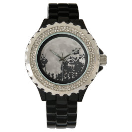 Armbanduhr-Mond mit schwarzen Blätter Armbanduhr