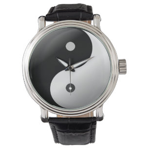 Armbanduhr schwarzes Vintages ledernes yin Yang.