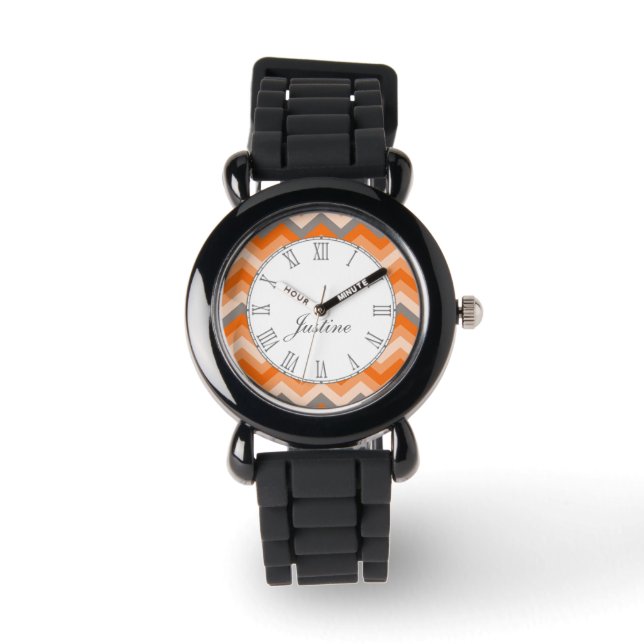 Armbanduhr, Zickzack orange und grau Armbanduhr (Vorderseite)