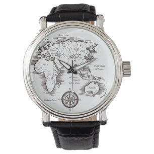 Armbanduhren für Männer - Weltkarte Europa Asien A