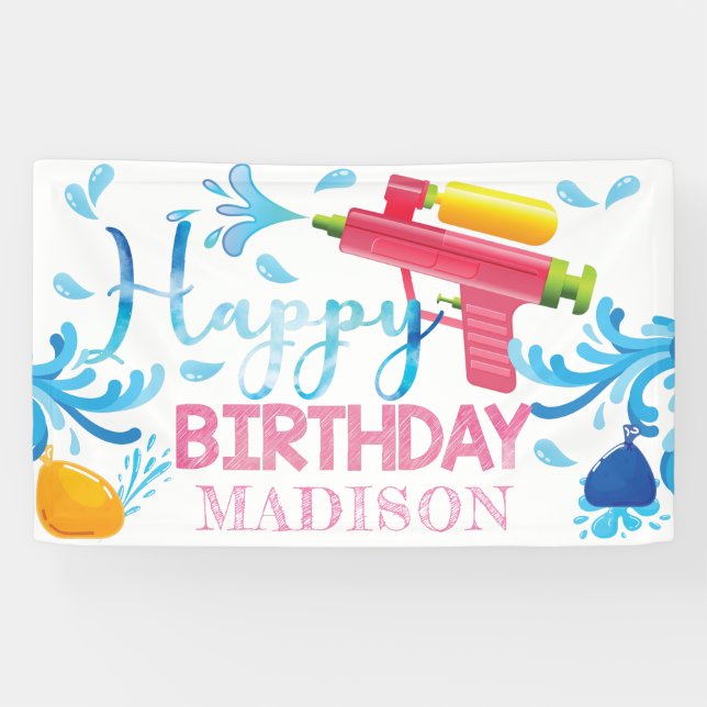 Arme à eau Été Fille Anniversaire Bannière personn (Horizontal)