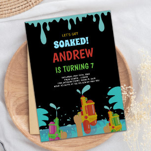 Arme à eau noire Invitations d'anniversaire