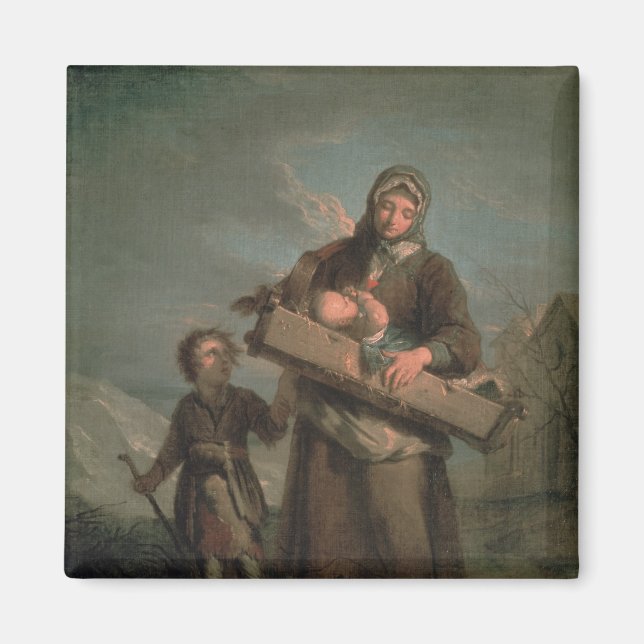 Arme Frau mit Kindern Magnet (Vorne)
