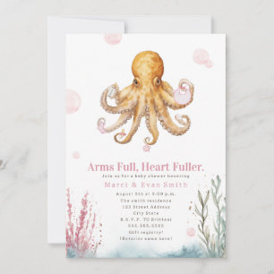 Arme voll, Herzen voller nautischer Babyparty Pink Einladung
