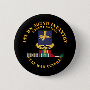 Armee - 1. Bn 502. Infanterie - Wüstenschild w Svc Button
