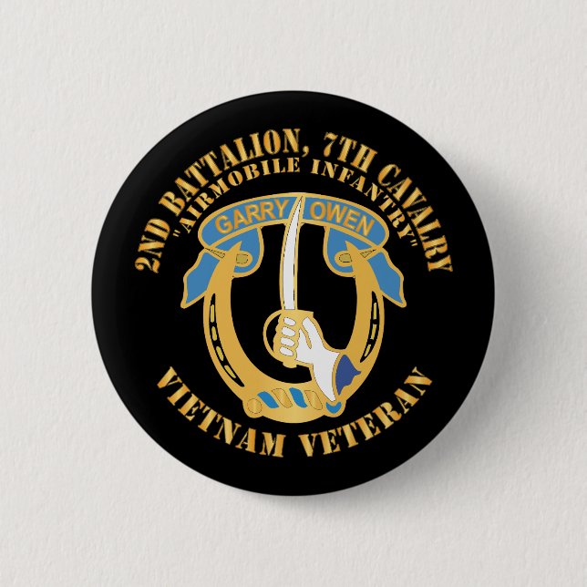 Armee - 2. Bataillon, 7. Kavallerie - Vietnam Vete Button (Vorderseite)