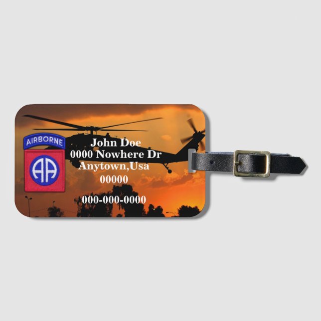 Armee 82. ABN DIV im Flugzeug Abteilung Veteranen  Gepäckanhänger (Vorderseite (Horizontal))