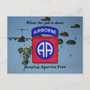 Armee 82. ABN DIV Im Flugzeug für Bragg Veteranen Postkarte