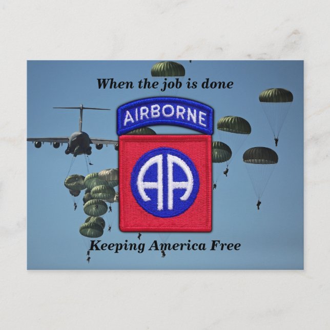 Armee 82. ABN DIV Im Flugzeug für Bragg Veteranen Postkarte (Vorderseite)