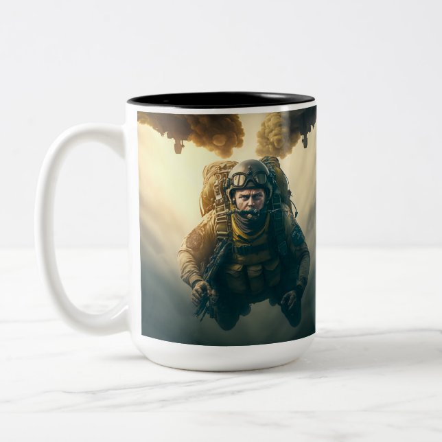 Armee 82. Im Flugzeug Soldat Zweifarbige Tasse (Links)