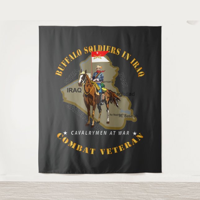 Armee - Buffalo-Soldaten im Irak - Cavalrymen Wandteppich (Vorderseite)