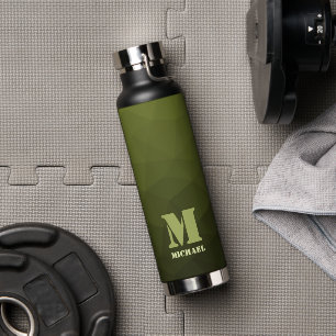 Armee-grün-oliv geometrisches Maschenmuster Monogr Trinkflasche