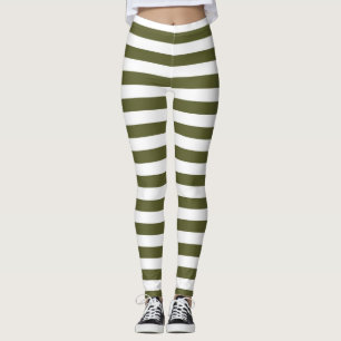 Armee-grüne und weiße Streifen Leggings